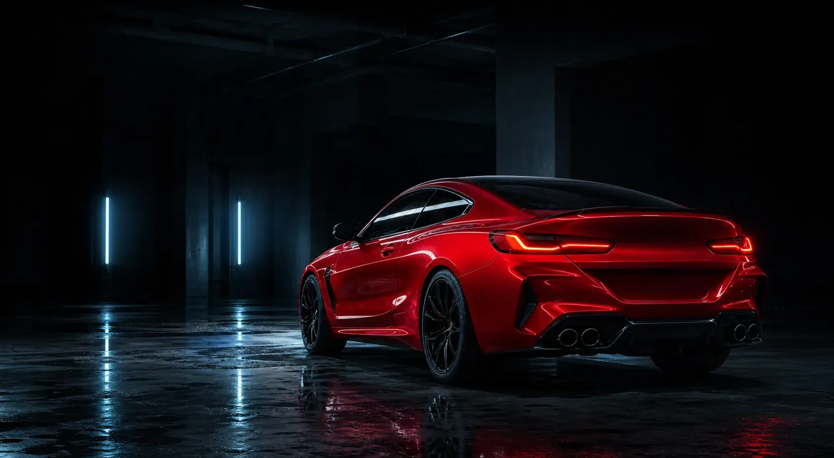 The Car Club car in a dark garage